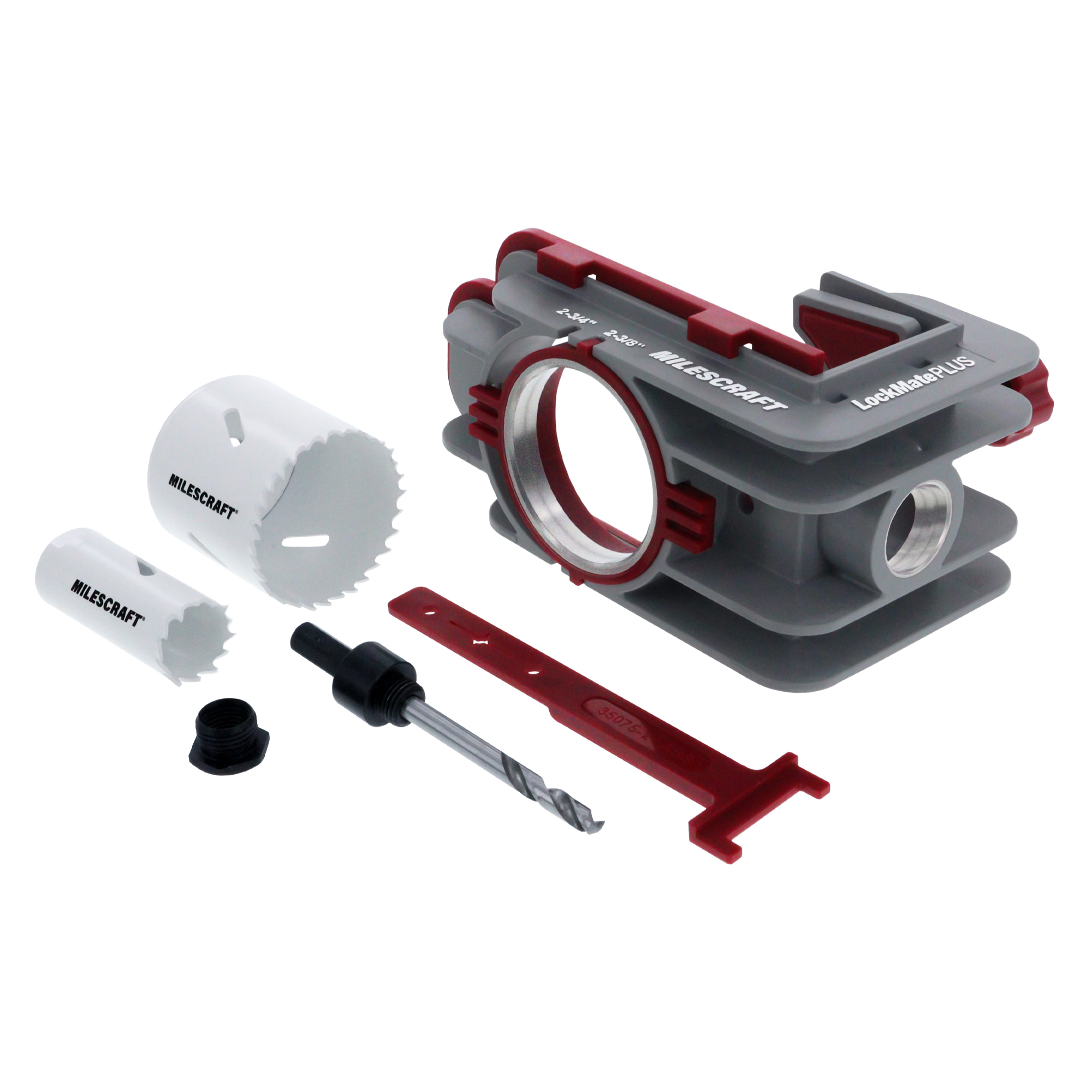 Milescraft Lock Mate Plus Door Lock Installation Kit — Self-Clamping, Bi-Metal Cobalt Hole Saws, Fits 1-3/8in. and 1-3/4in. Thick Doors, Model# 13380003